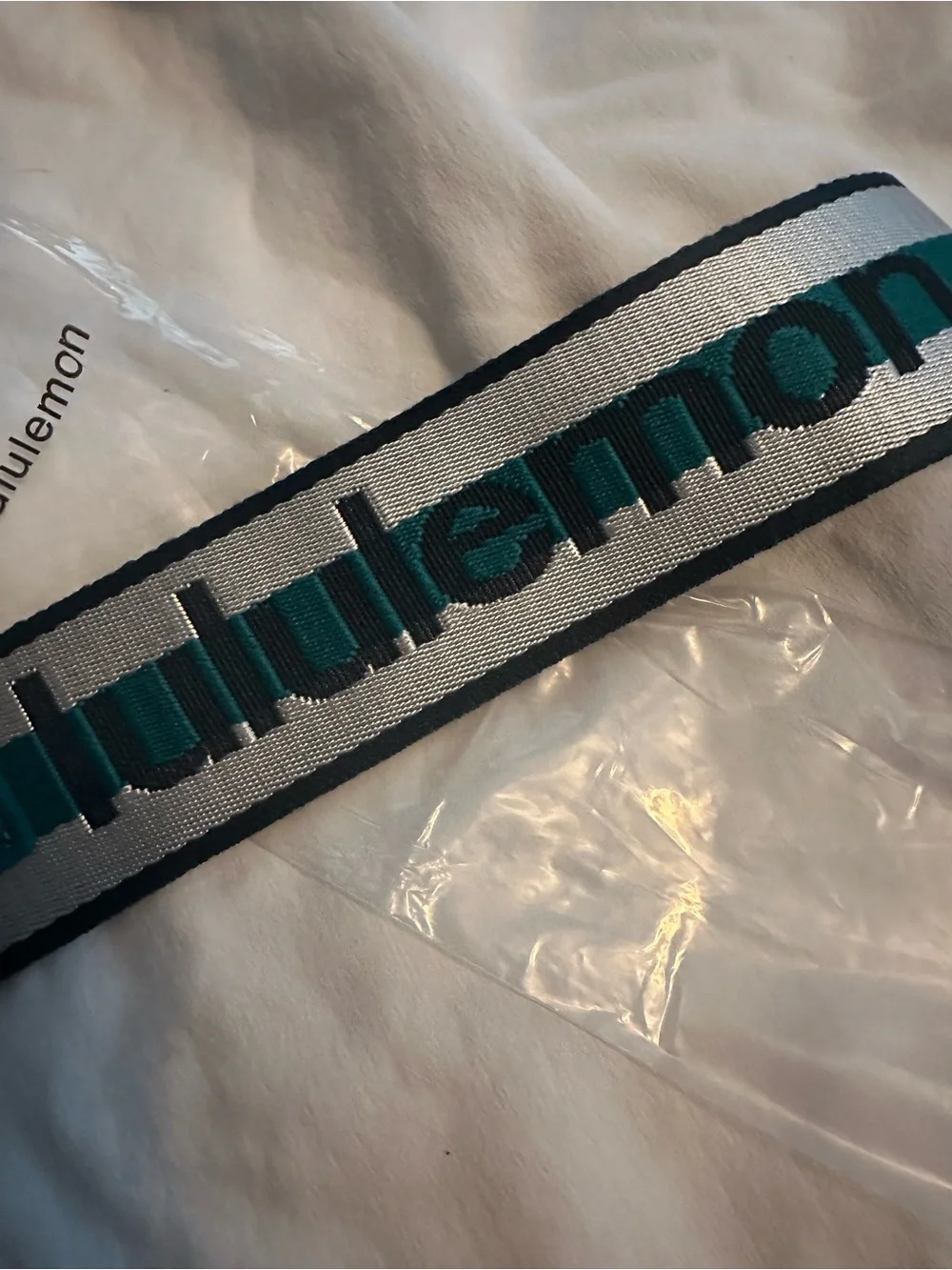 lululemon athletica Teal, White & Black Woven Logo Strap